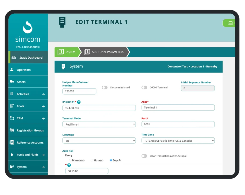 Simcom security dashboard screenshot